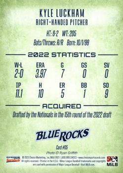 2023 Choice Wilmington Blue Rocks #5 Kyle Luckham Back