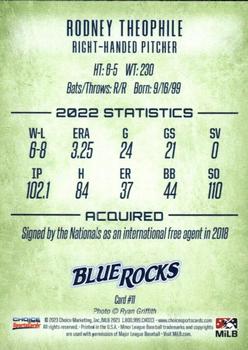 2023 Choice Wilmington Blue Rocks #11 Rodney Theophile Back