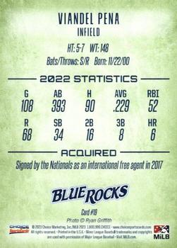 2023 Choice Wilmington Blue Rocks #19 Viandel Pena Back