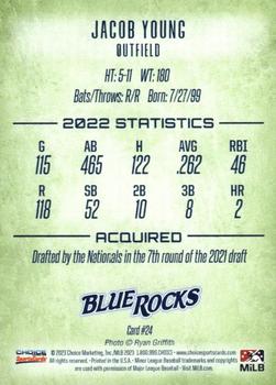 2023 Choice Wilmington Blue Rocks #24 Jacob Young Back