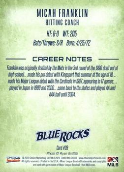 2023 Choice Wilmington Blue Rocks #26 Micah Franklin Back