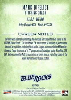 2023 Choice Wilmington Blue Rocks #27 Mark Difelice Back