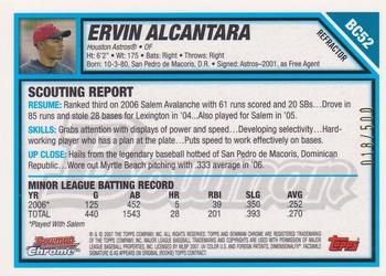 2007 Bowman - Chrome Prospects Refractors #BC52 Ervin Alcantara Back
