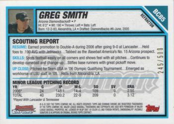 2007 Bowman - Chrome Prospects Refractors #BC85 Greg Smith Back