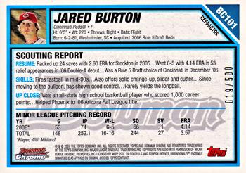 2007 Bowman - Chrome Prospects Refractors #BC101 Jared Burton Back