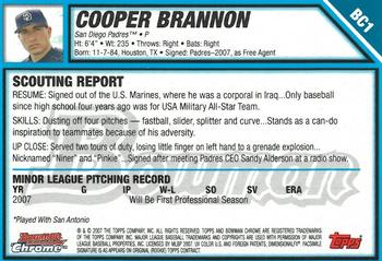 2007 Bowman - Chrome Prospects Blue Refractors #BC1 Cooper Brannan Back