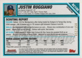2007 Bowman - Chrome Prospects Blue Refractors #BC100 Justin Ruggiano Back