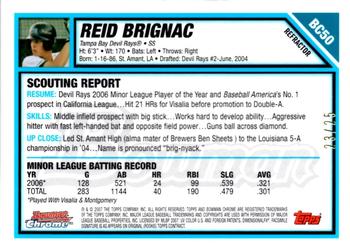 2007 Bowman - Chrome Prospects Orange Refractors #BC50 Reid Brignac Back