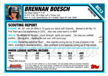 2007 Bowman - Chrome Prospects Red Refractors #BC13 Brennan Boesch Back