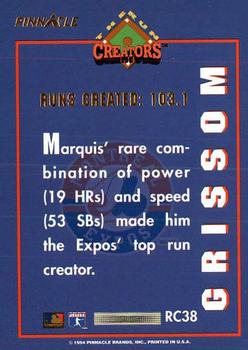 1994 Pinnacle - Run Creators #RC38 Marquis Grissom Back
