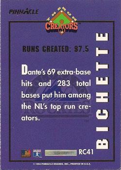 1994 Pinnacle - Run Creators #RC41 Dante Bichette Back