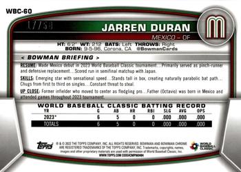 2023 Bowman Chrome - WBC Flag Gold Refractor Variations #WBC-60 Jarren Duran Back
