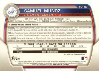 2023 Bowman Chrome - Chrome Prospects #BCP-182 Samuel Munoz Back