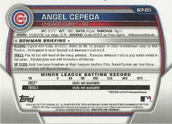 2023 Bowman Chrome - Chrome Prospects #BCP-205 Angel Cepeda Back
