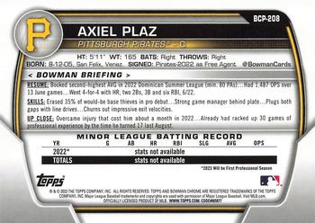 2023 Bowman Chrome - Chrome Prospects #BCP-208 Axiel Plaz Back