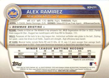 2023 Bowman Chrome - Chrome Prospects #BCP-211 Alex Ramirez Back