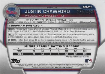 2023 Bowman Chrome - Chrome Prospects Refractor #BCP-217 Justin Crawford Back
