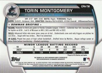 2023 Bowman Chrome - Chrome Prospect Autographs Speckle Refractor #CPA-TM Torin Montgomery Back