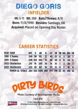 2023 Choice Charleston Dirty Birds #10 Diego Goris Back
