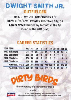 2023 Choice Charleston Dirty Birds #22 Dwight Smith Jr. Back