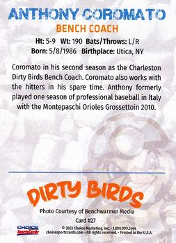 2023 Choice Charleston Dirty Birds #27 Anthony Coromato Back