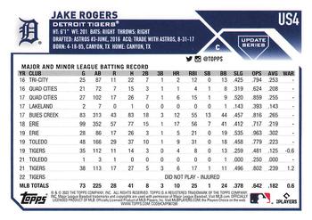 2023 Topps Update #US4 Jake Rogers Back
