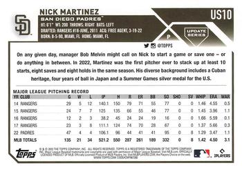 2023 Topps Update #US10 Nick Martinez Back