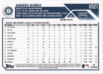 2023 Topps Update #US21 Andres Muñoz Back