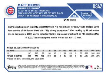 2023 Topps Update #US42 Matt Mervis Back