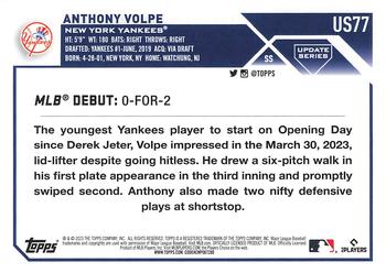 2023 Topps Update #US77 Anthony Volpe Back