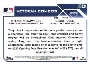 2023 Topps Update #US134 Family Business (Brandon Crawford / Gerrit Cole) Back
