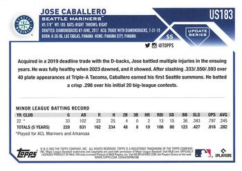 2023 Topps Update #US183 Jose Caballero Back
