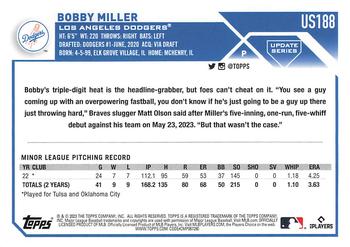 2023 Topps Update #US188 Bobby Miller Back