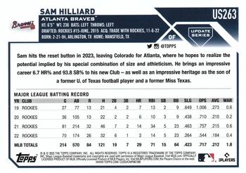 2023 Topps Update #US263 Sam Hilliard Back