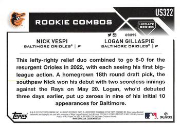 2023 Topps Update #US322 Nick Vespi / Logan Gillaspie Back