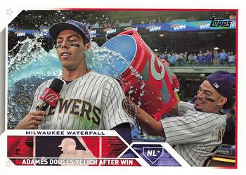2023 Topps Update #US328 Milwaukee Waterfall (Christian Yelich / Willy Adames) Front
