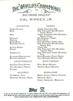 2023 Topps Allen & Ginter - Silver Portrait #13 Cal Ripken Jr. Back