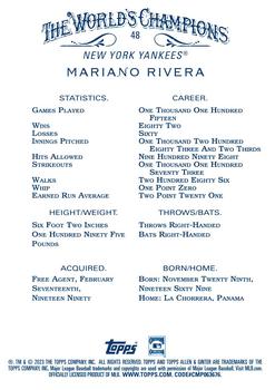 2023 Topps Allen & Ginter - Silver Portrait #48 Mariano Rivera Back