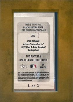 2023 Topps Allen & Ginter - Mini Framed Printing Plate Black #229 Drey Jameson Back