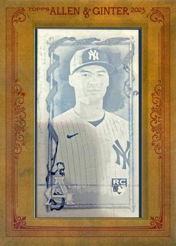 2023 Topps Allen & Ginter - Mini Framed Printing Plate Cyan #251 Anthony Volpe Front