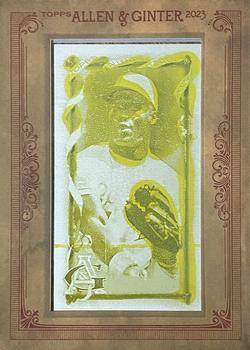 2023 Topps Allen & Ginter - Mini Framed Printing Plate Yellow #135 Bo Jackson Front