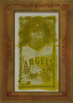 2023 Topps Allen & Ginter - Mini Framed Printing Plate Yellow #301 Garret Anderson Front