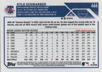 2023 Topps Chrome Sapphire Edition #466 Kyle Schwarber Back
