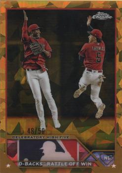 2023 Topps Chrome Sapphire Edition - Gold #464 Celebratory High-Five Front