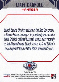 2023 Choice Salem Red Sox #32 Liam Carroll Back