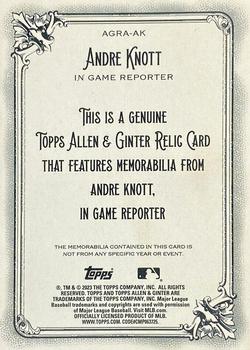 2023 Topps Allen & Ginter - Allen & Ginter Full-Size Relics Series A #AGRA-AK Andre Knott Back