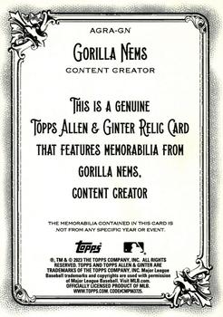 2023 Topps Allen & Ginter - Allen & Ginter Full-Size Relics Series A #AGRA-GN Gorilla Nems Back