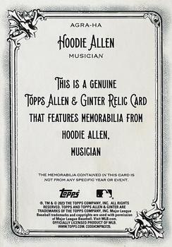 2023 Topps Allen & Ginter - Allen & Ginter Full-Size Relics Series A #AGRA-HA Hoodie Allen Back