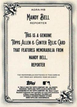 2023 Topps Allen & Ginter - Allen & Ginter Full-Size Relics Series A #AGRA-MB Mandy Bell Back