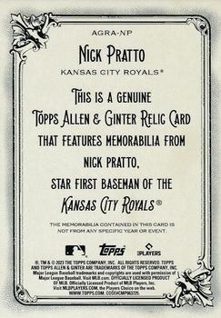 2023 Topps Allen & Ginter - Allen & Ginter Full-Size Relics Series A #AGRA-NP Nick Pratto Back